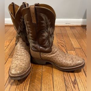 Men’s Lucchese 2000 Ostrich Skin Brown Cowboy Boots